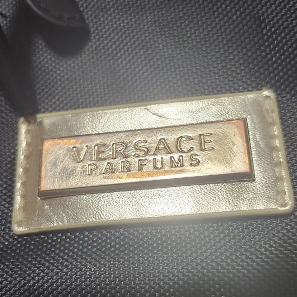 Versace Parfums canvas backpack tote bag black adjustable straps gold hardware - Picture 4 of 9